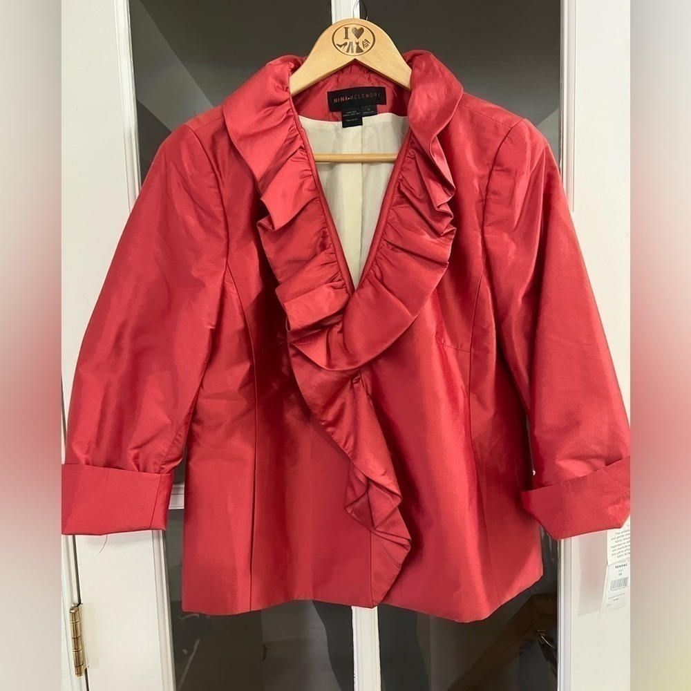 Nina Mclemore Silk Dupioni Ruffle Suzanne - Size 12 - NWT